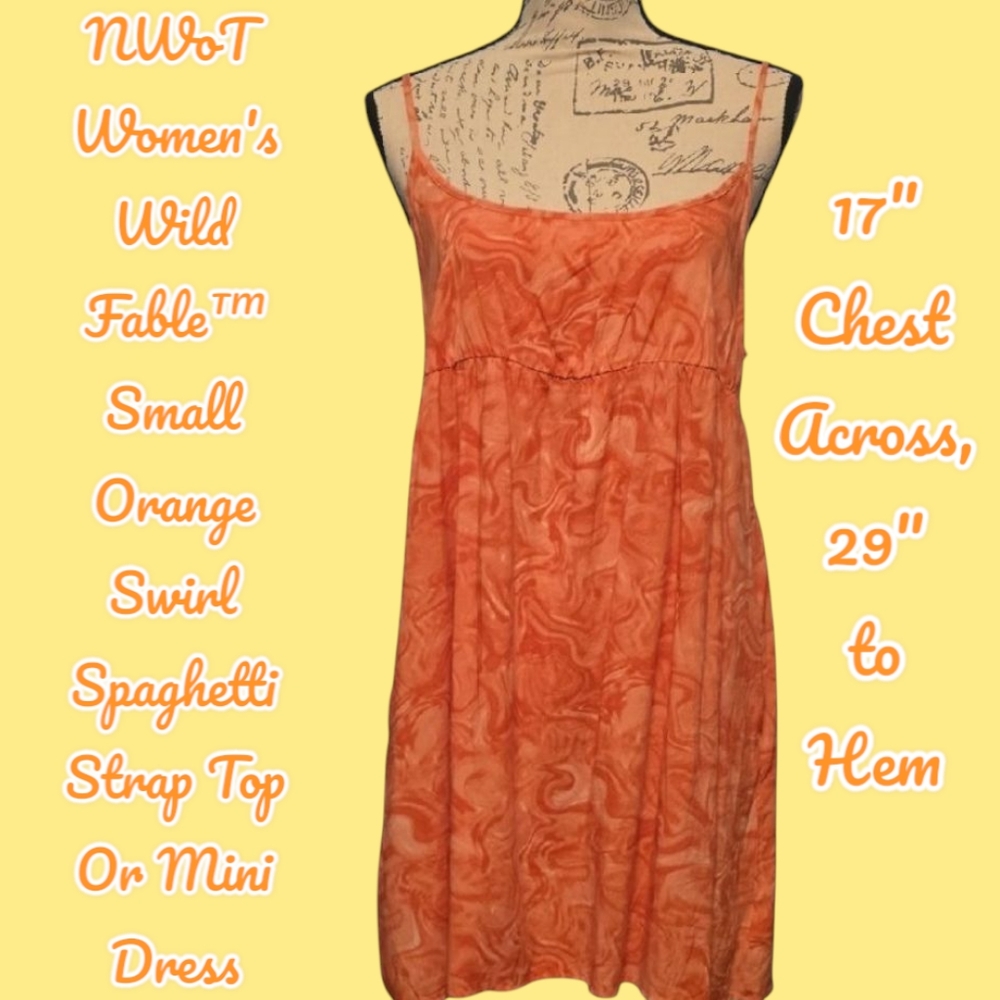 Wild Fable™ Women's Small Orange Swirl Spaghetti Strap Top Or Mini Dress Nwot